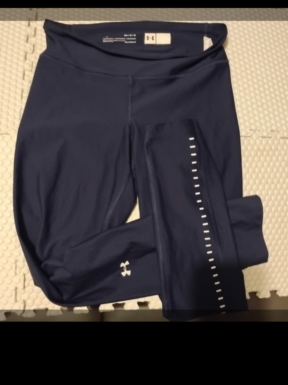 Under Armour Women's Navy Workout Leggings with Reflective Detail